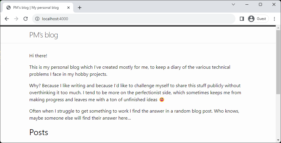Screenshot of site working